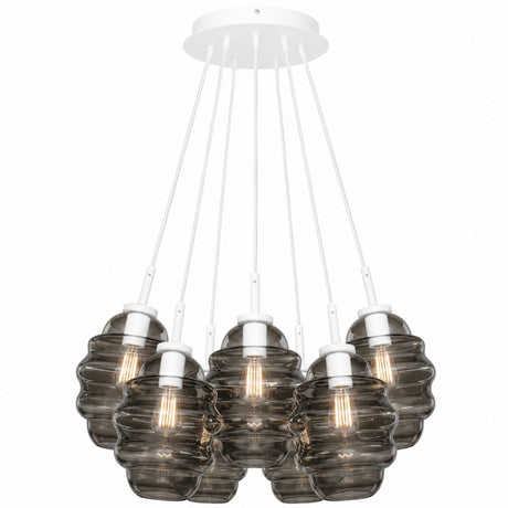 s.luce Echos Glas-pendellampe, klynge, 7 lyskilder, 3x18 cm 