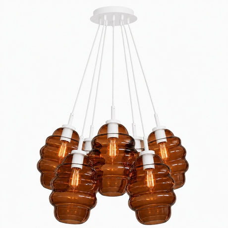 s.luce Echos Cluster Glas-Pendelleuchte 7-flammig 7x25cm