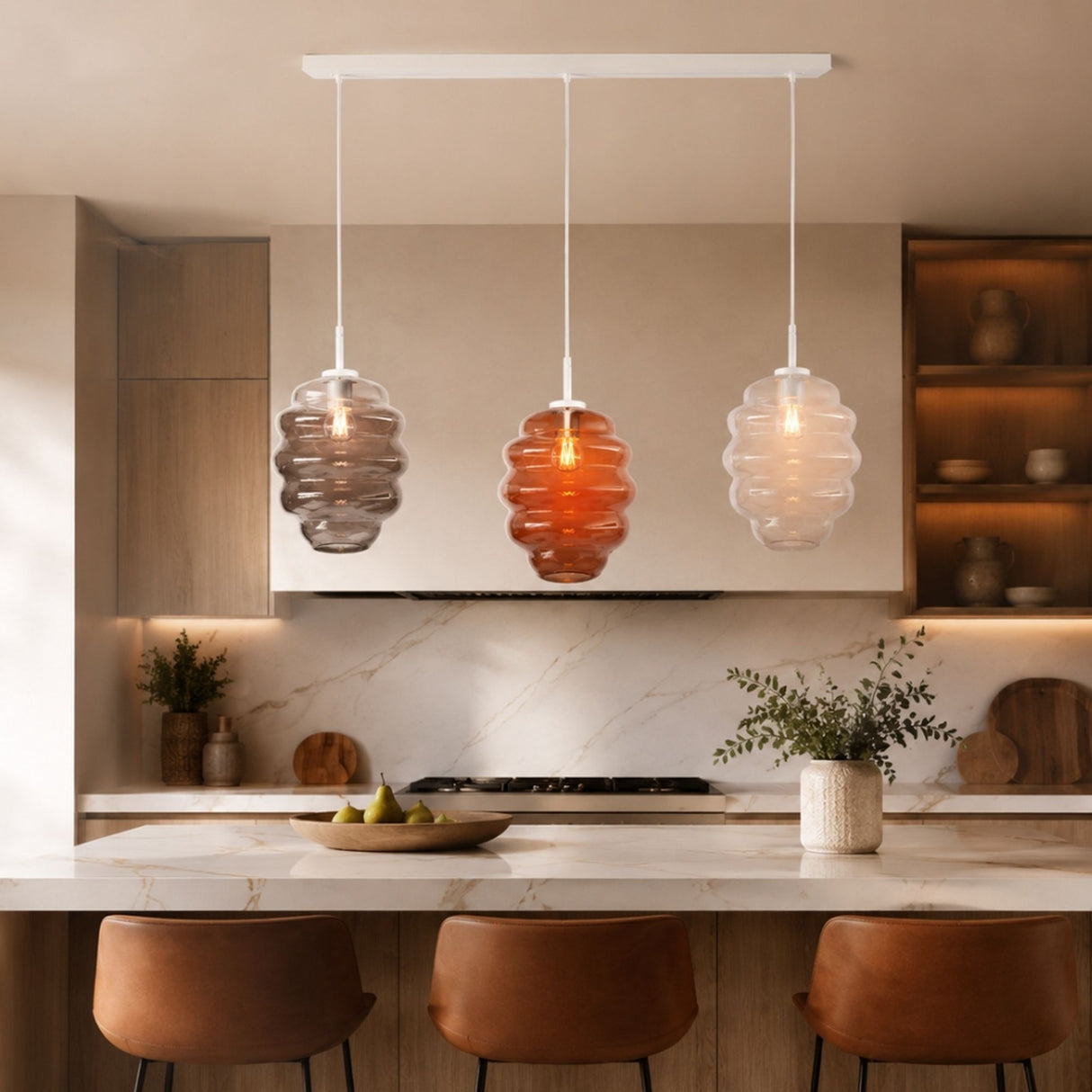 s.luce Echos eetkamer hanglamp 3-lichts 120cm Ø 25cm