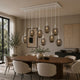 s.luce Echos lámpara de mesa de comedor 8 luces 160cm 2 filas Ø 18/25cm
