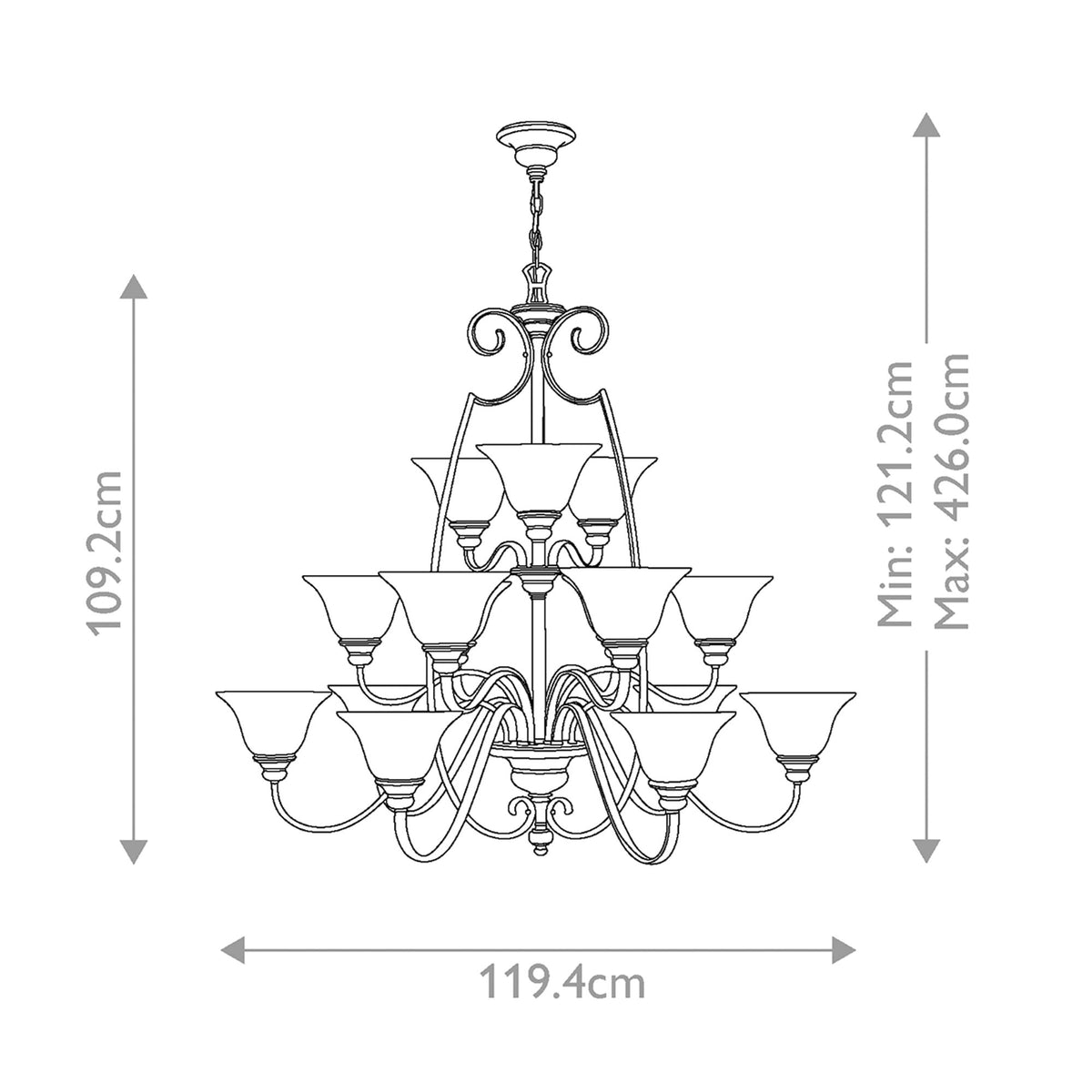 Kronleuchter Cello 15-flammig Bronze Ø 119cm (6)