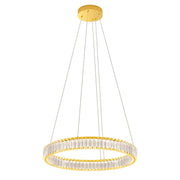 LED-Pendelleuchte Akala Ø 60cm Dimmbar, goldfarben mit Kristallakzenten und Stufendimmer