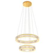 LED-Hängelampe Akala 2-flammig Dimmbar mit goldfarbenem Metall und Kristallakzenten, luxuriöses Design