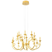 LED-Kronleuchter Chateau 16-flammig in Gold, Ø 90 cm, mit opalen Lichtflächen und modern-klassischem Design