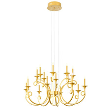 LED-Kronleuchter Chateau 16-flammig in Gold, Ø 90 cm, mit opalen Lichtflächen und modern-klassischem Design