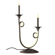 LED-Tischleuchte Chateau in Kerzenhalterform, schwarz, 51 cm, metallisch mit opalen Lichtflächen, stilvolle LED-Lampe