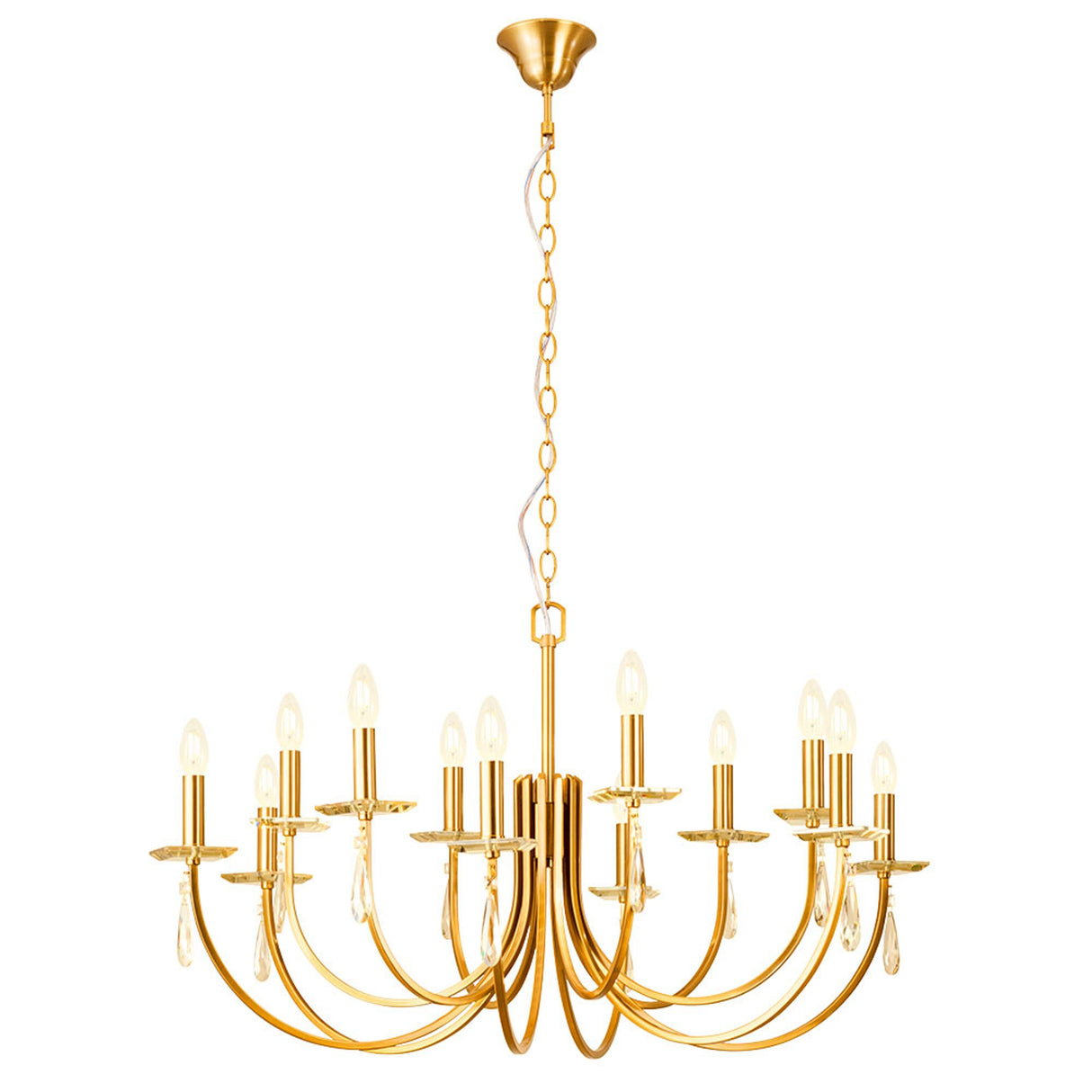 Lampadario Elisir a 12 luci color ottone 