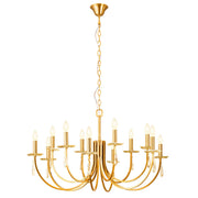 Kronleuchter Elisir 12-flammig Messingfarben mit Kristallpendeln und E14-Fassungen, elegant im Ø 92 cm Design