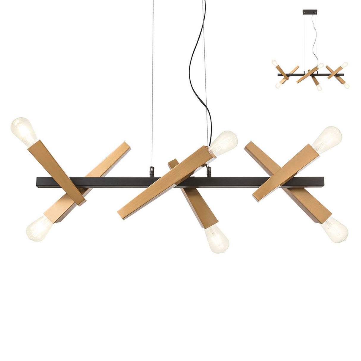 Lampada a sospensione Galea a 2 luci color ottone 