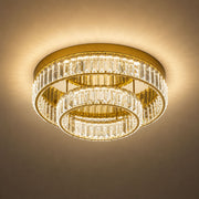LED-Deckenleuchte Akala 2-flammig Dimmbar aus goldfarbenem Metall mit Kristallakzenten, Ø 30,5 cm