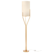 Stehleuchte Poseido 1-flammig in Beige mit mattgoldenem Metall und textilem Schirm, Ø 30,5 cm, E27