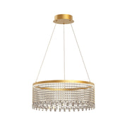 LED-Pendelleuchte Vanesia Ø 60cm Dimmbar in Gold mit funkelnden Kristallelementen für Esstisch und Wohnbereich