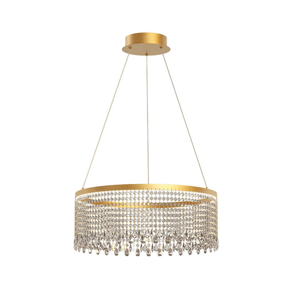 LED-Pendelleuchte Vanesia Ø 60cm Dimmbar in Gold mit funkelnden Kristallelementen für Esstisch und Wohnbereich