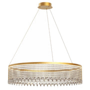 LED-Hängelampe Vanesia Ø 100cm Dimmbar, goldfarbener Ring mit Kristallen, elegante LED-Pendelleuchte für Esstisch und Wohnbereich