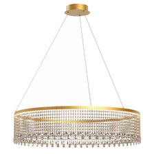 LED-Hängelampe Vanesia Ø 100cm Dimmbar, goldfarbener Ring mit Kristallen, elegante LED-Pendelleuchte für Esstisch und Wohnbereich
