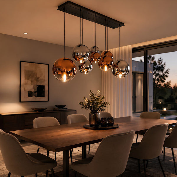 s.luce Orb Esstischleuchte 8-flammig 160cm 2-reihig moderne Pendelleuchte über dem Esstisch
