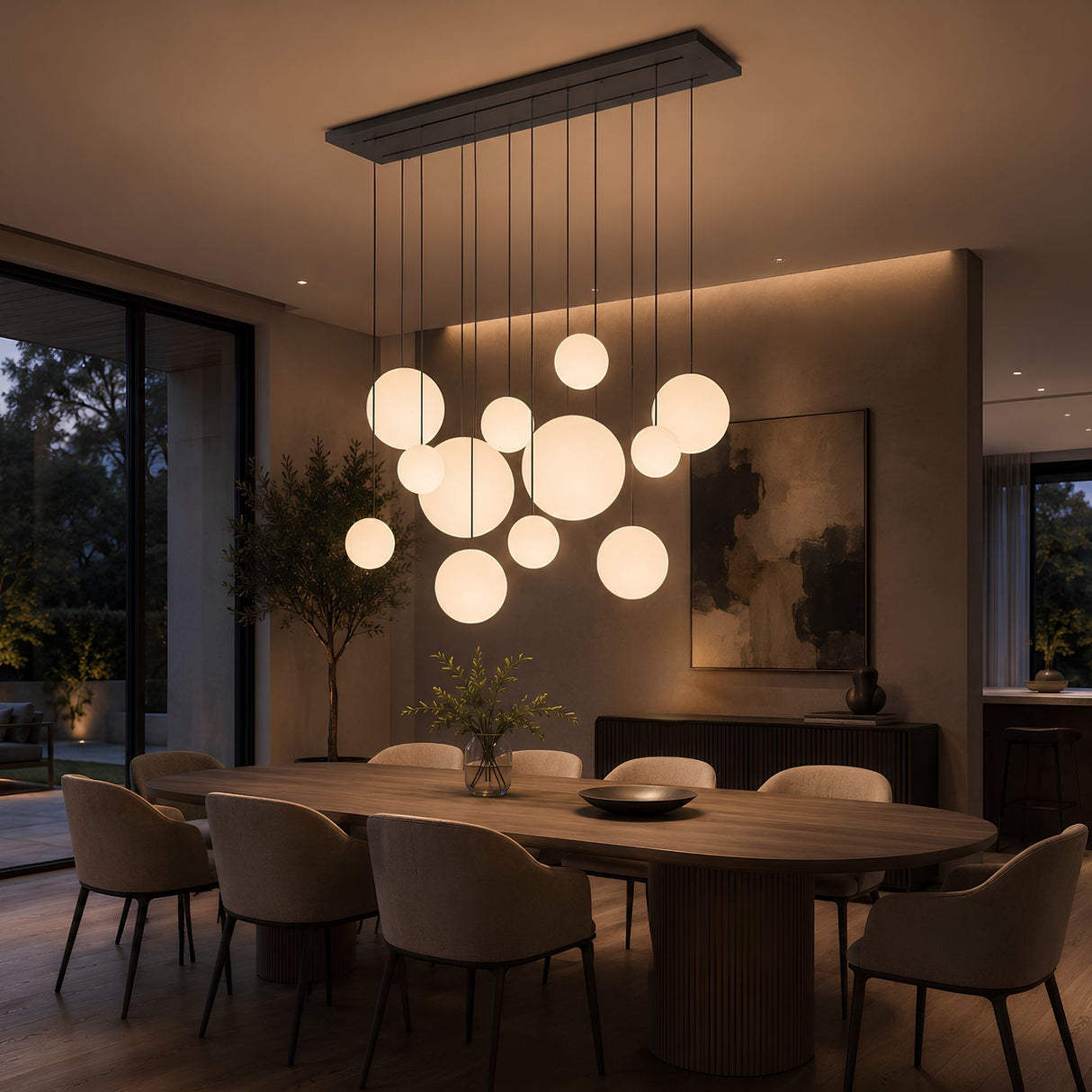 s.luce Orb Glaskugel Hängelampe 150cm Aufhängung Schwarz