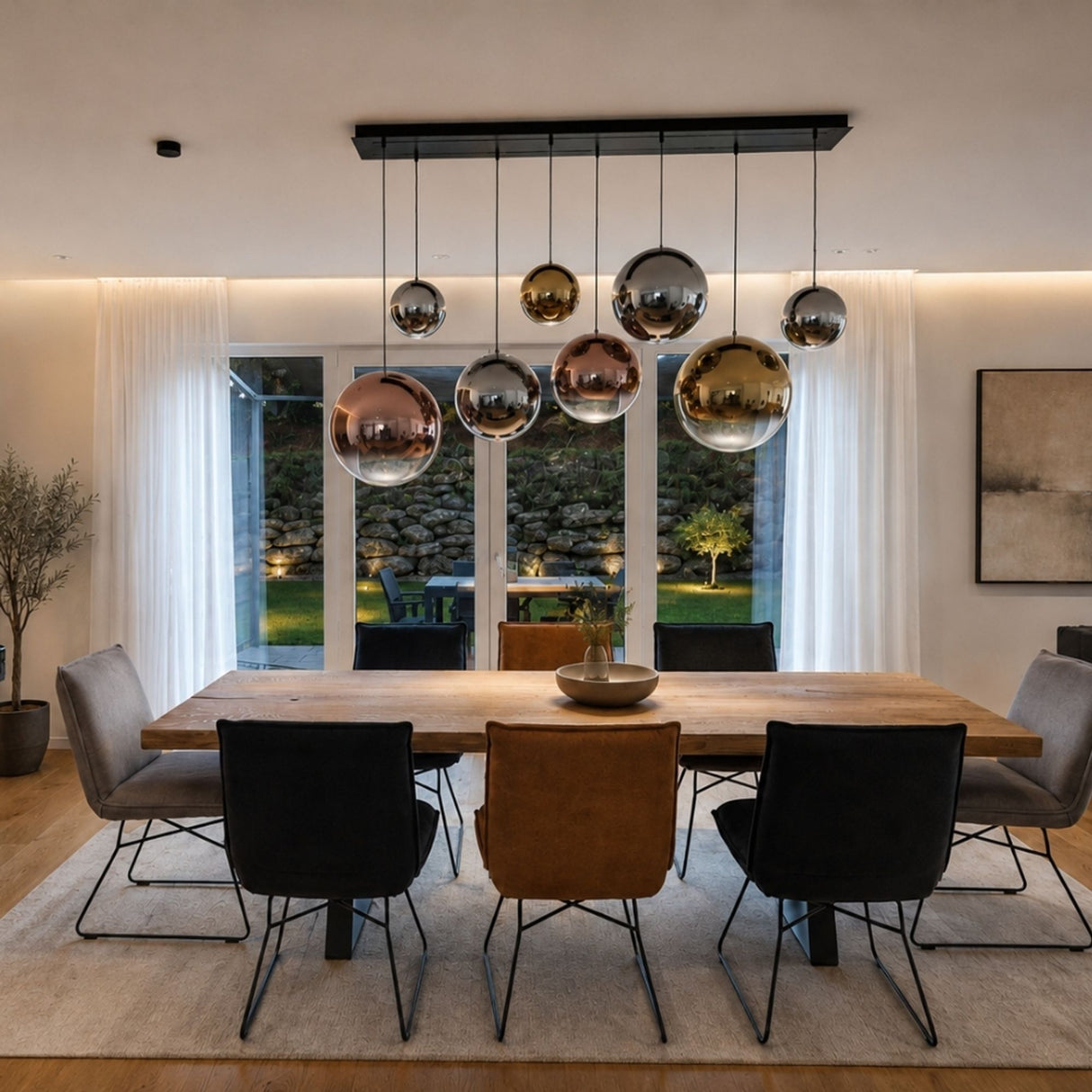 s.luce Orb glas kugle hængelampe 150cm ophæng sort