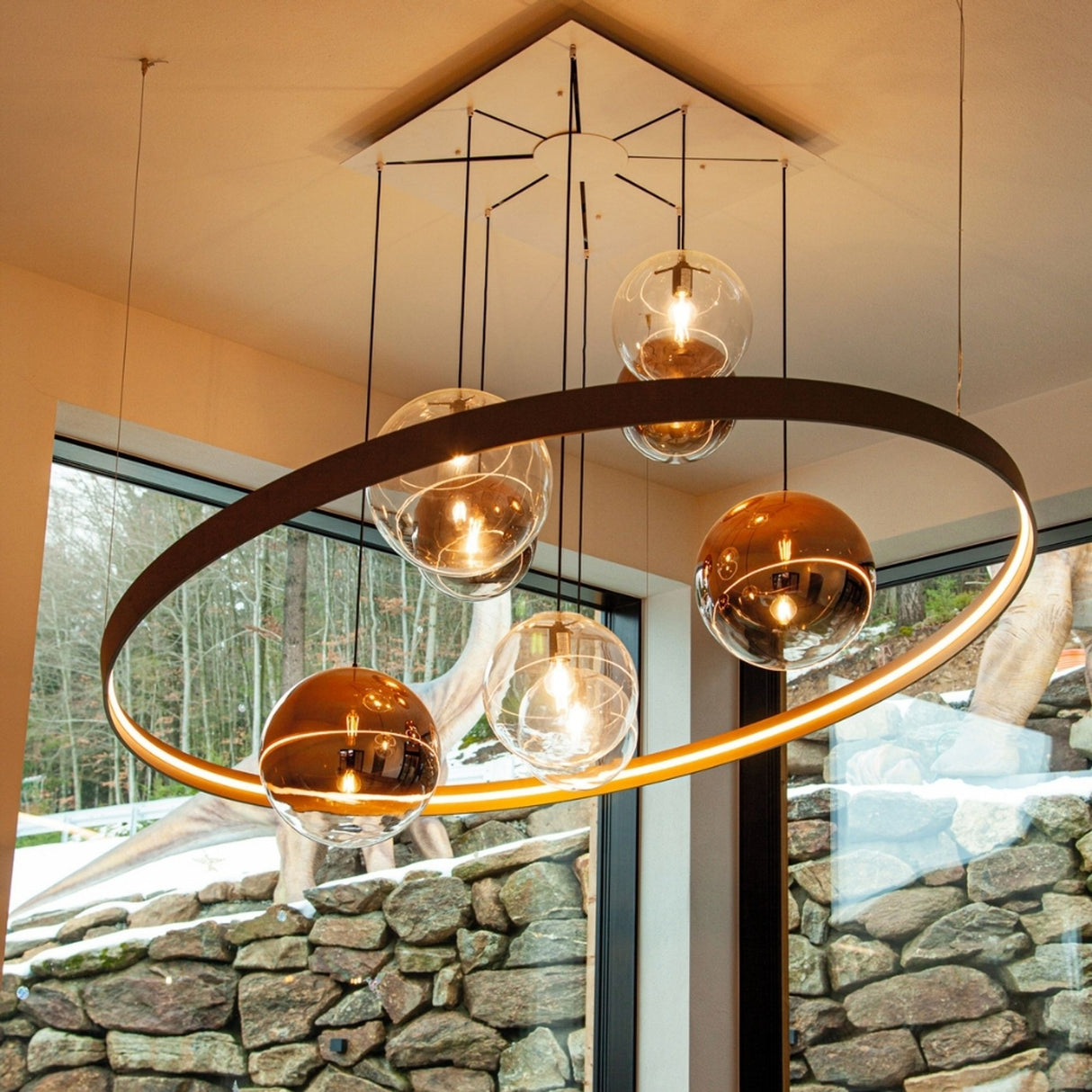 s.luce Orb Boule de verre Lampe de galerie 500cm Suspension Noir