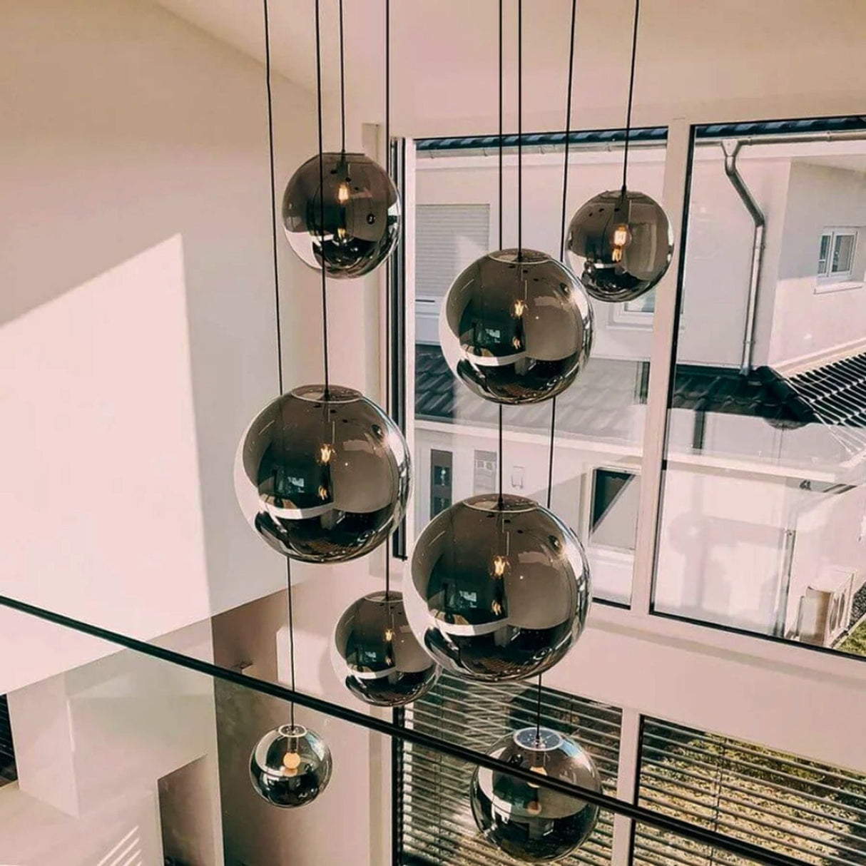 s.luce Orb Boule de verre Lampe de galerie 500cm Suspension Noir