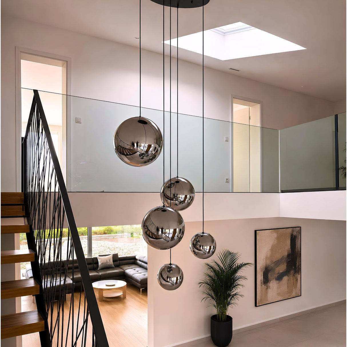 s.luce Orb Glaskugel Galerieleuchte 500cm Aufhängung Schwarz