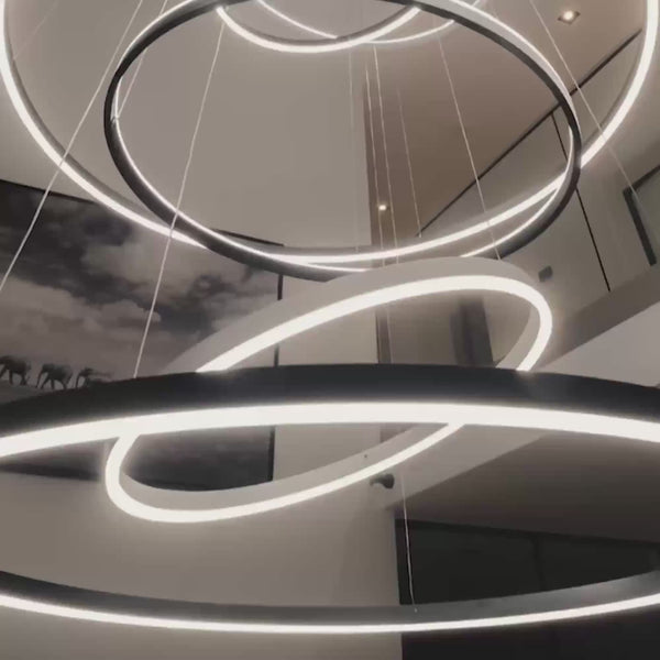 s.luce LED Ring Pendelleuchte 5-flammig Zentrisch moderne Ring-Pendelleuchte für Treppenhaus und Galerie