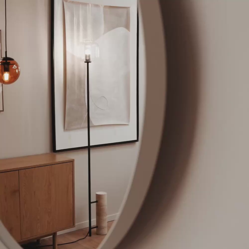 s.luce Velo Stehlampe Travertin-Stein 180cm Weiß