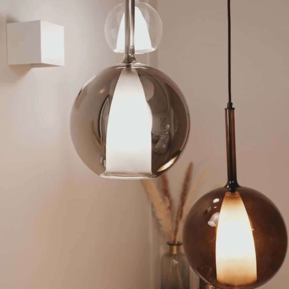 s.luce Belluna Galerieleuchte 3-flammig Ø 40cm Baldachin mit stilvollen Pendelleuchten aus Glas.