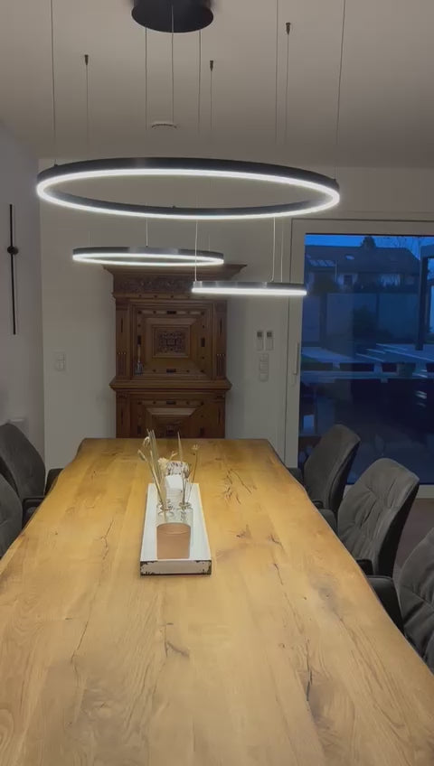 s.luce Lampada a sospensione ad anello LED a 3 luci eccentriche
