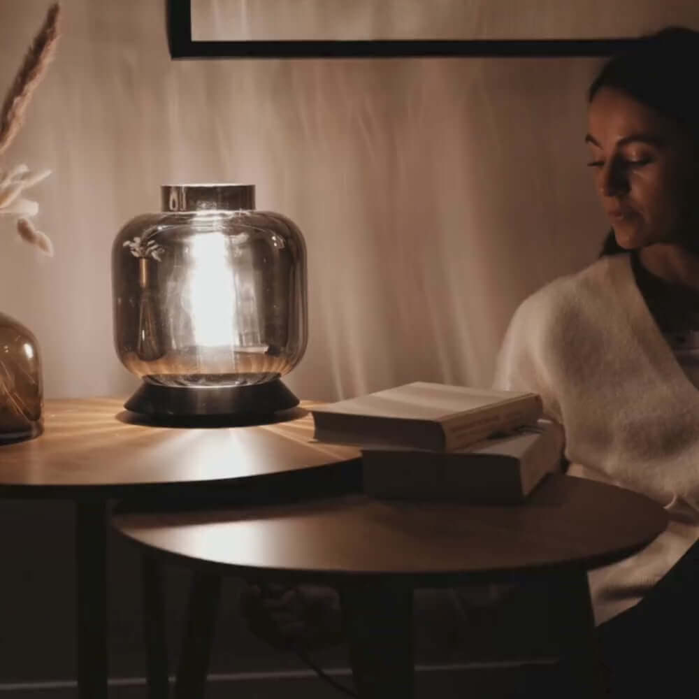 s.luce Velo bordslampa i glas med strömbrytare