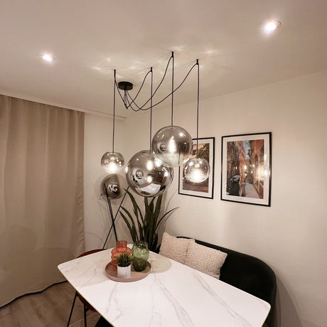 s.luce Orb glass globe hanging lamp 150cm suspension black