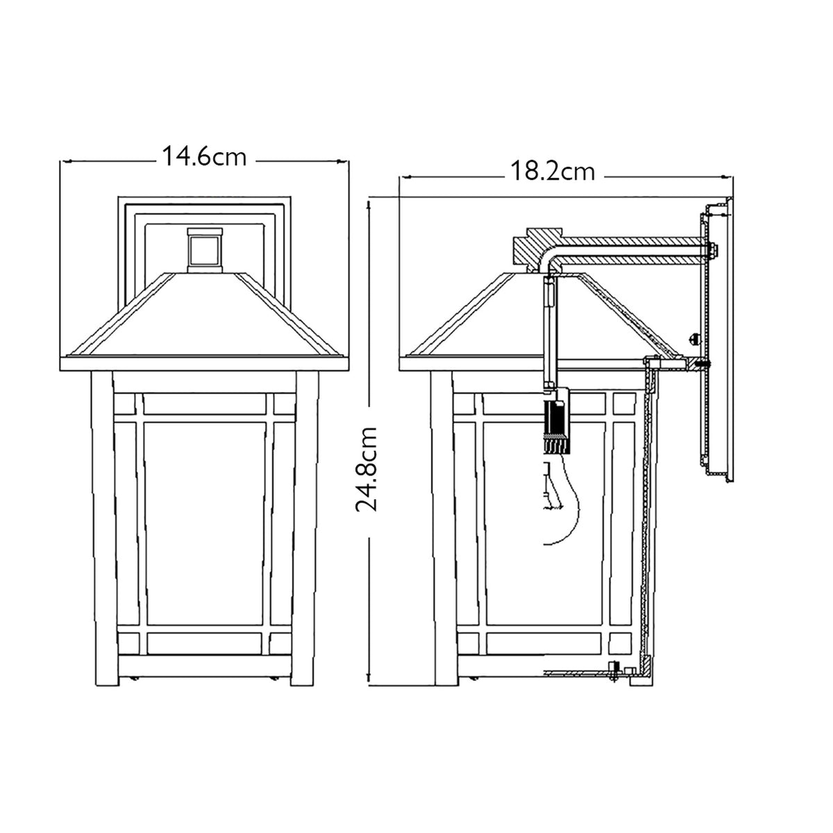 Utendørs vegglanterne Cedar Point 1-lyskilde IP44 svart Ø15cm (5)