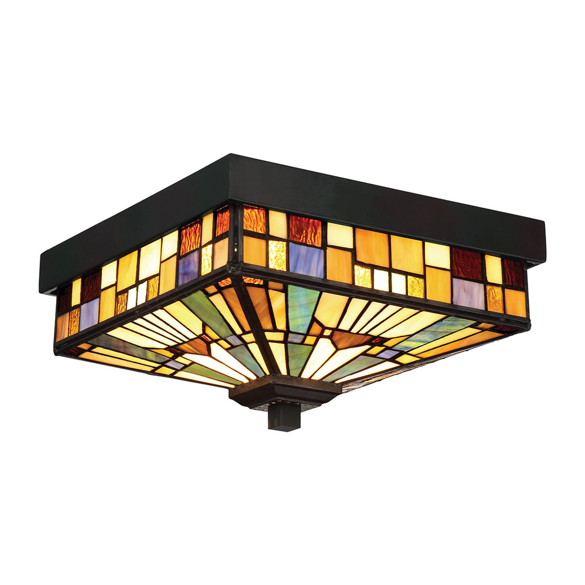 Außen-Deckenleuchte Inglenook 2-flammig Tiffany-Glas IP44 26cm (1)