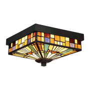 Udendørs loftlampe Inglenook 2 lyskilder Tiffany-glas IP44 26cm (1)