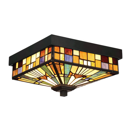 Außen-Deckenleuchte Inglenook 2-flammig Tiffany-Glas IP44 26cm (1)