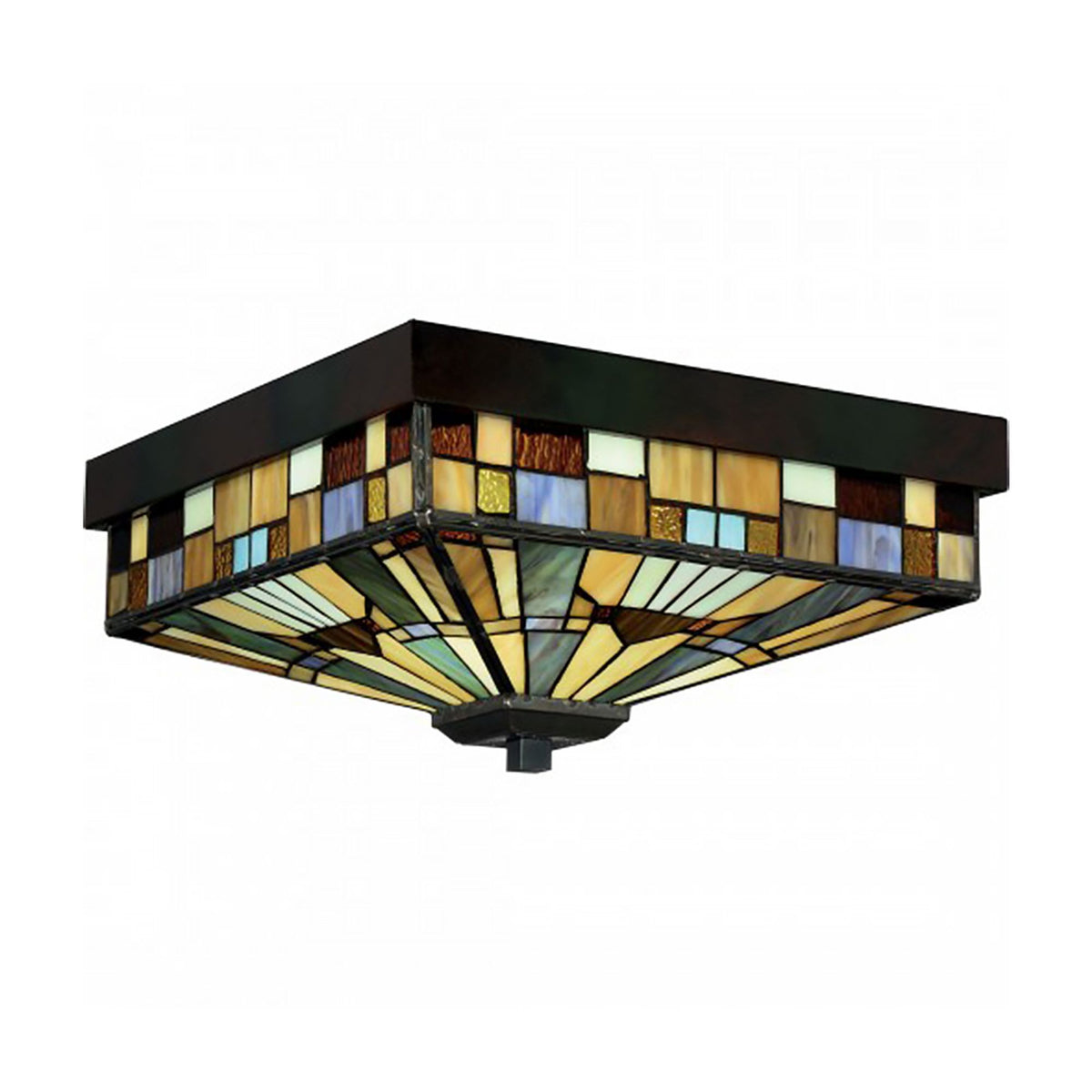Außen-Deckenleuchte Inglenook 2-flammig Tiffany-Glas IP44 26cm (2)