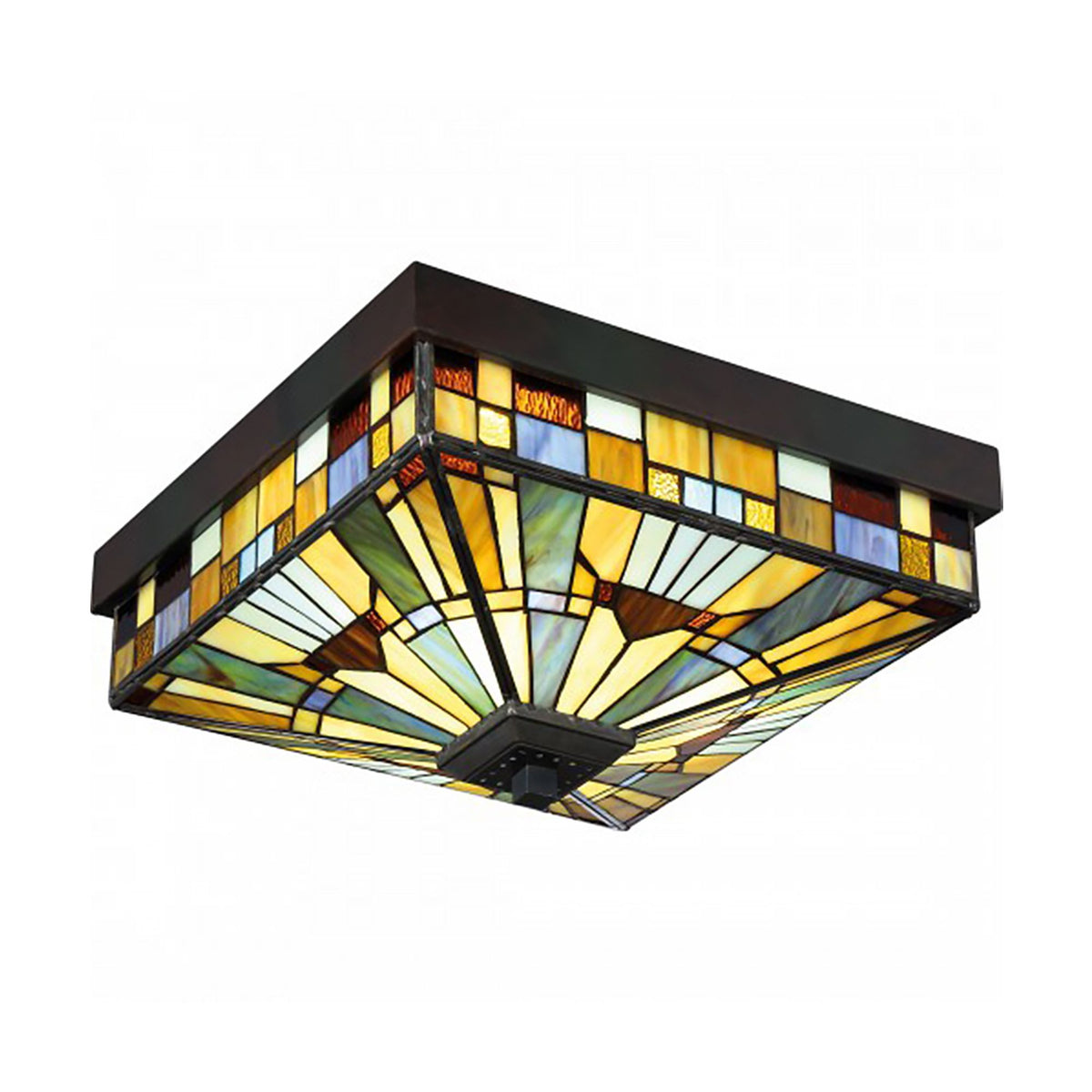 Außen-Deckenleuchte Inglenook 2-flammig Tiffany-Glas IP44 26cm (3)