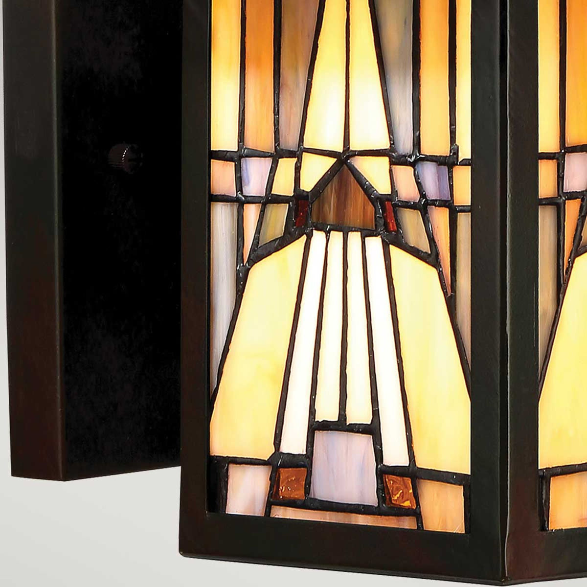 Buitenwandlantaarn Inglenook 1-lamps kunstglas IP44 brons (3)