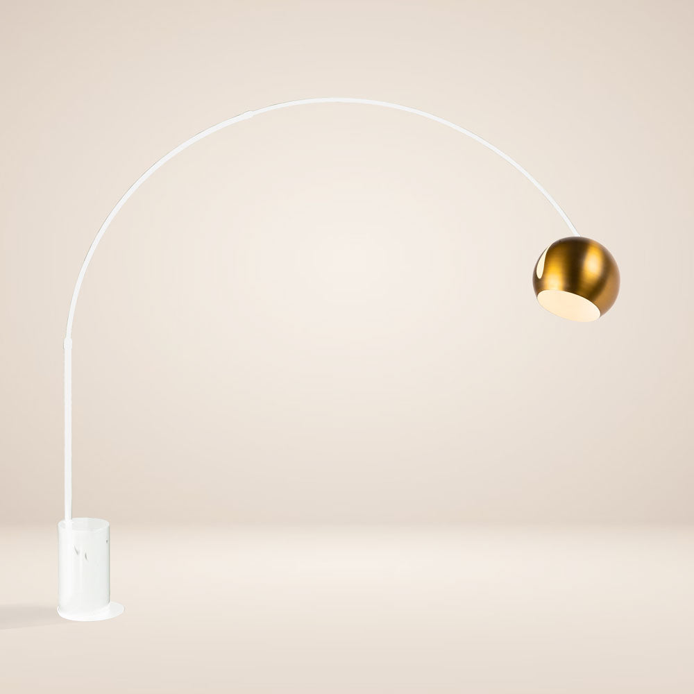 Lampada ad arco di design a sfera con piede in marmo moderno