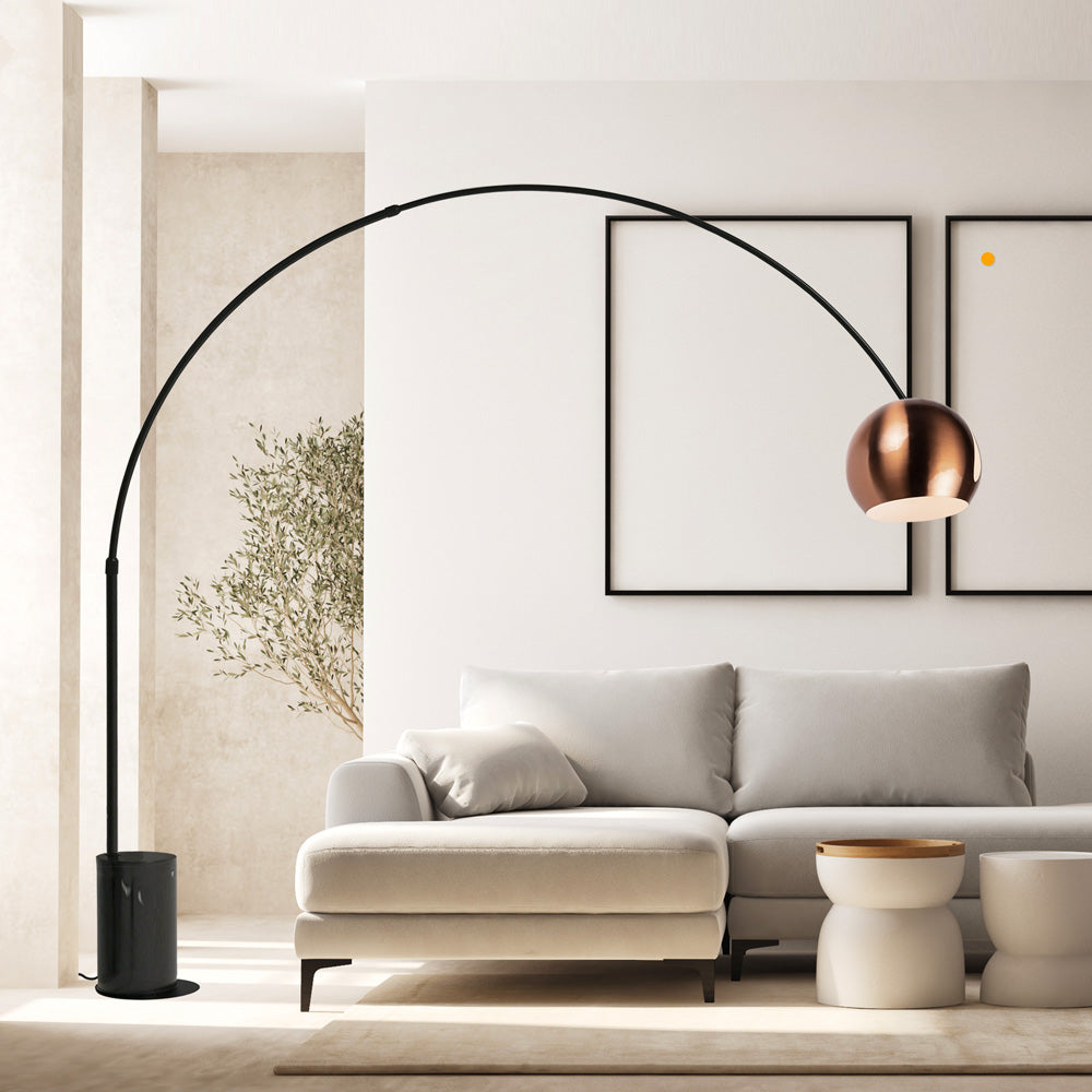 Lampe arc design de balle avec pied en marbre moderne