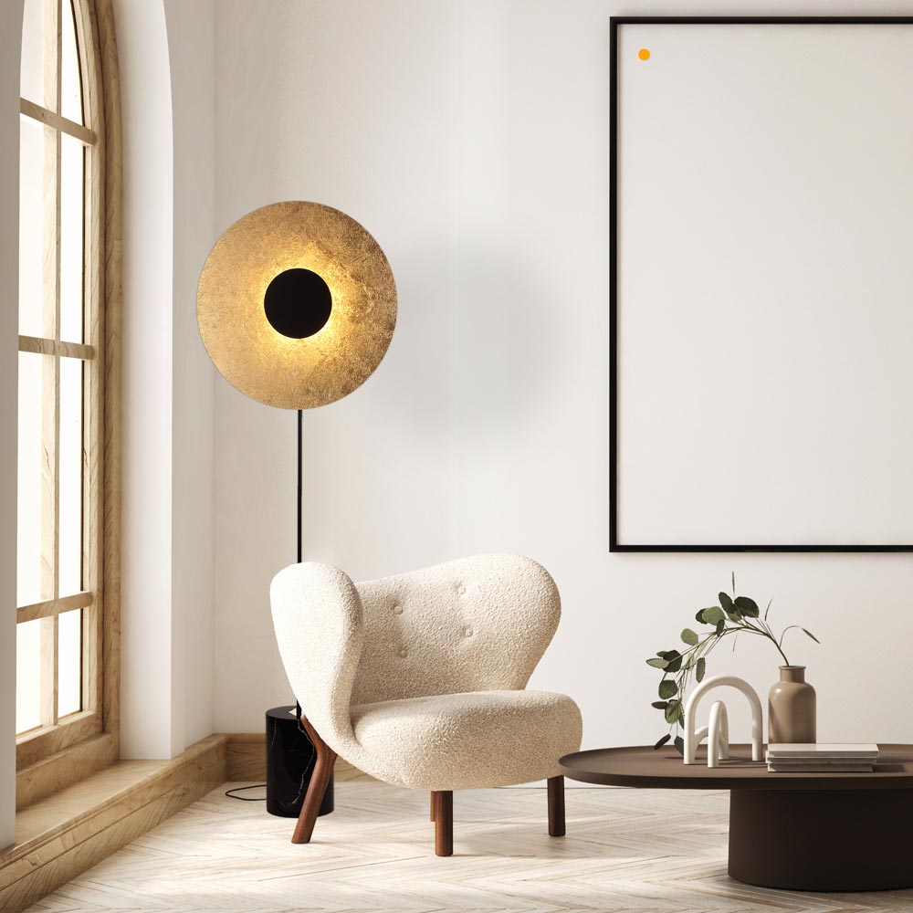 LED floor lamp Plate with marble base &amp; reversible reflector