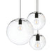 s.luce Orb Hängeleuchten im modernen Design, 3-gläbige Pendelleuchte in klaren Glaskugeln, ideal für Galerien.