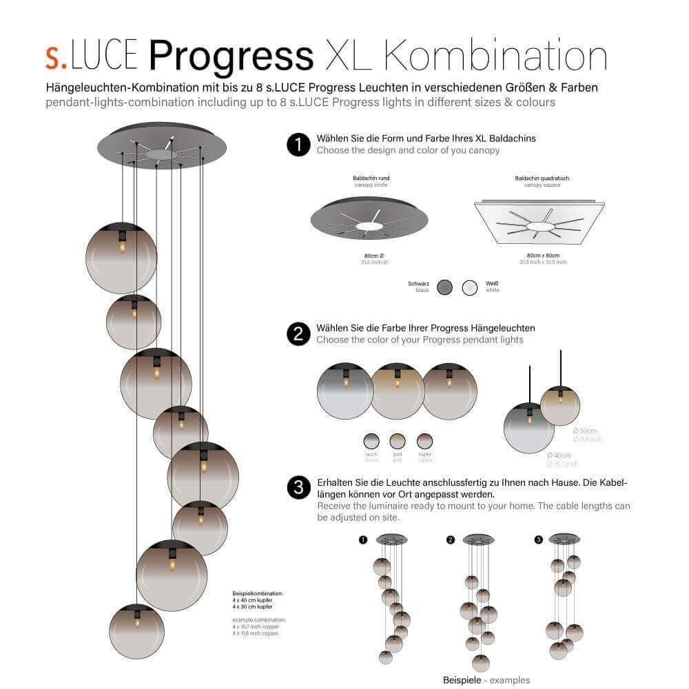 Progress XL Galerieleuchte 8-flammig mit Modular Baldachin