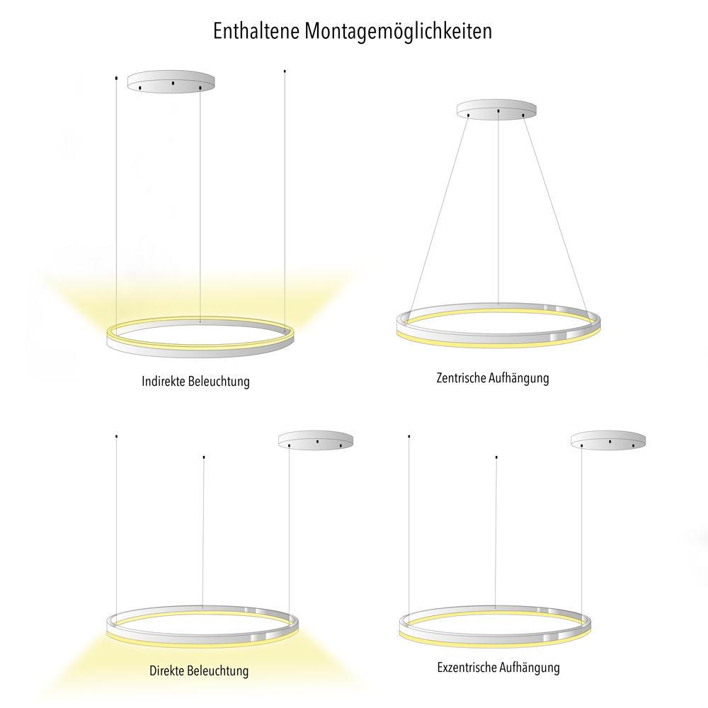 s.luce Lampada a sospensione ad anello LED Ø 80 cm