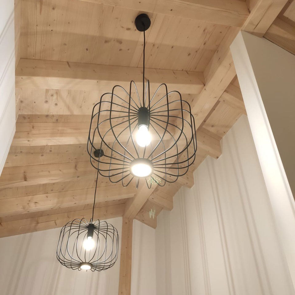 s.luce Pośrednia i bezpośrednia lampa wisząca kratowa Rooms L Ø 48 cm