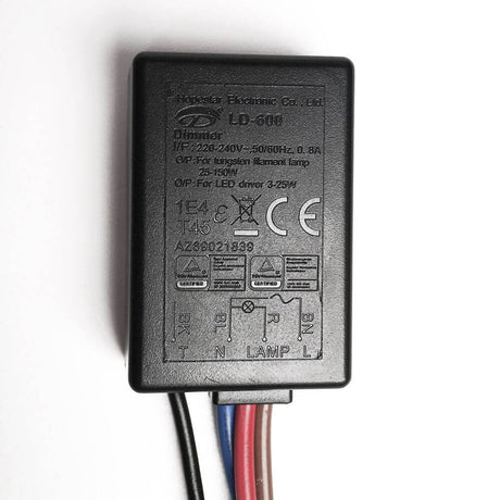 s.luce Touch-Dimmer Modul zum Nachrüsten für Lampen & Leuchten mit Verbindungskabeln und technischen Spezifikationen.