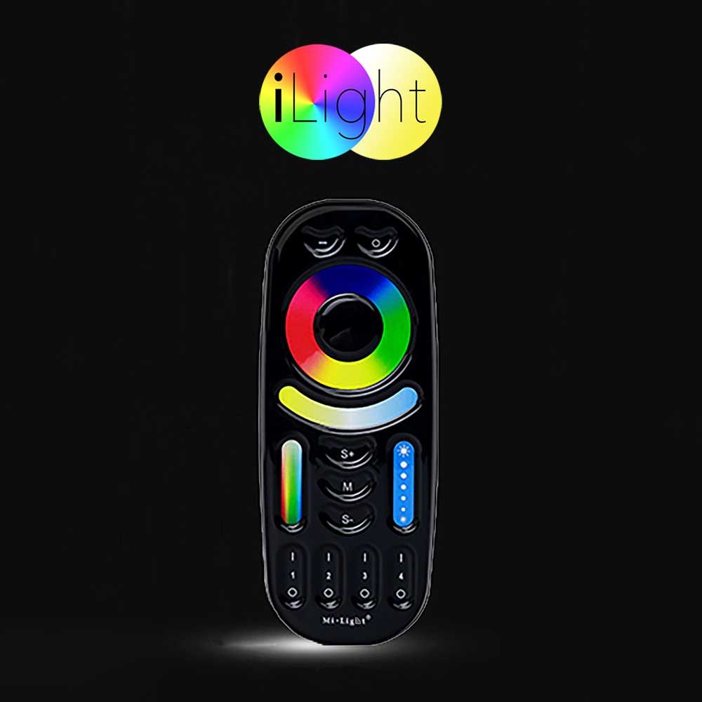 Mando a distancia para iluminante y tira RGB + CCT negro