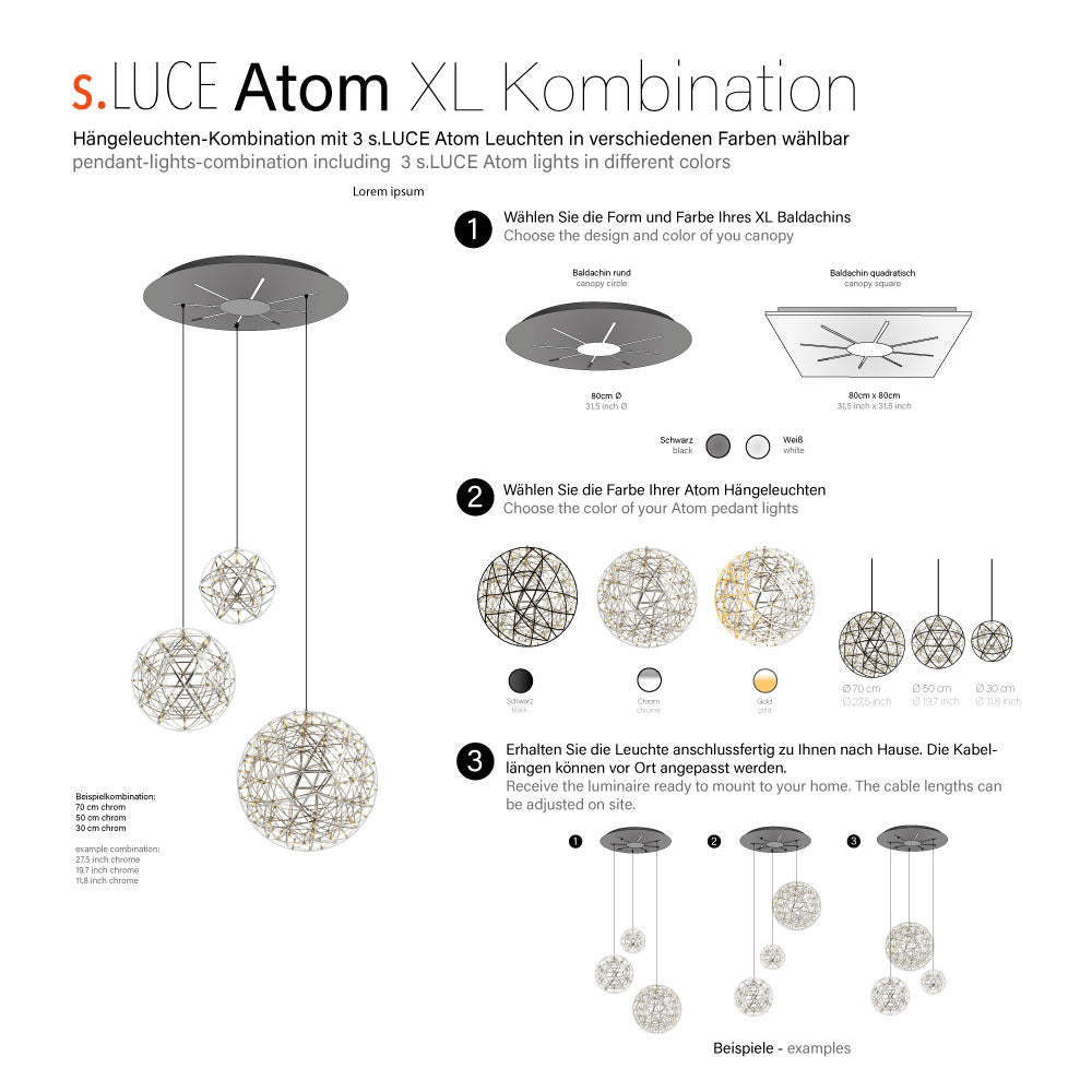 Atom XL hanging light combination modular