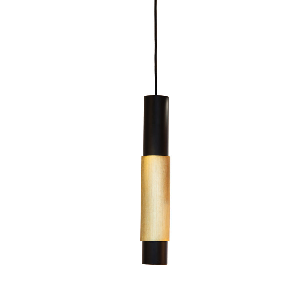 Crutch hanging lamp with decorative cylinder