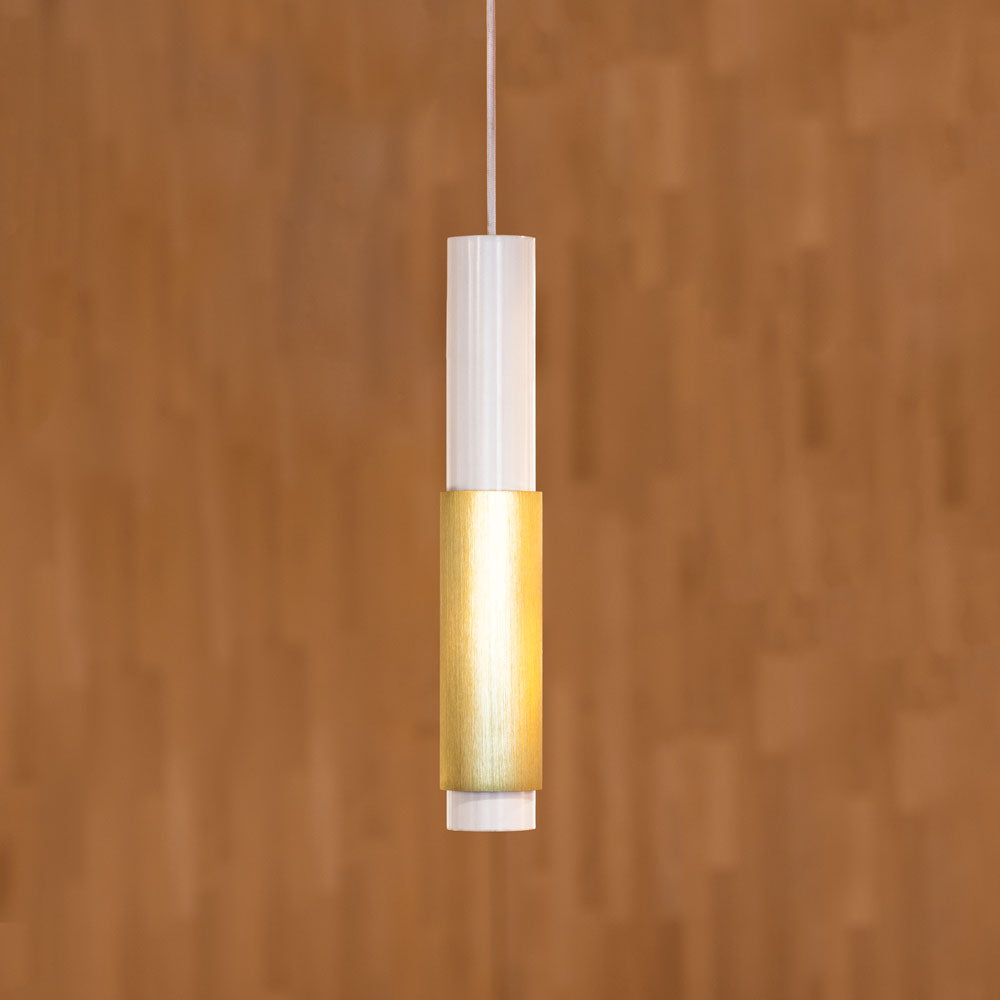 Crutch hanging lamp with decorative cylinder